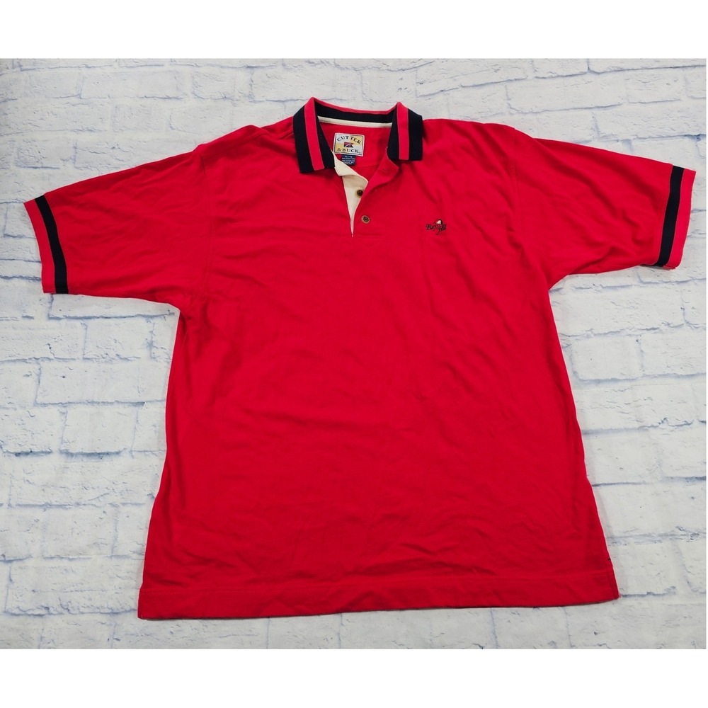 Cutter Buck Polo Shirt MENS XL Red Bay Hill Golf Short Sleeve VINTAGE